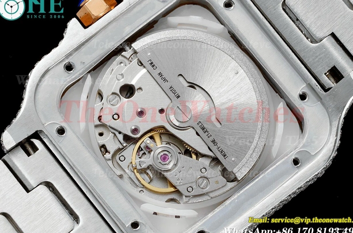 SS Silver MY9015 Santos Dial XL AMG Mens 40mm SS 100 RG 1202